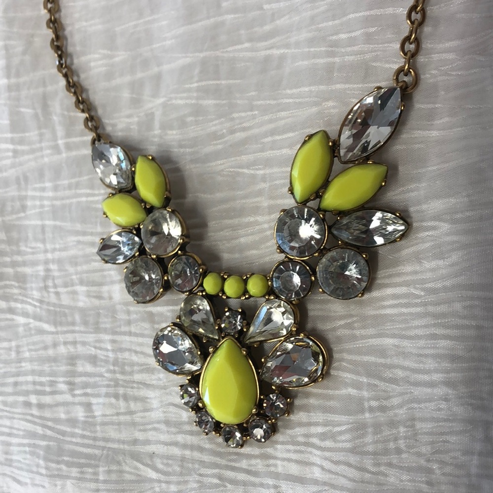 J. Crew Neon Yellow Crystal Statement Necklace